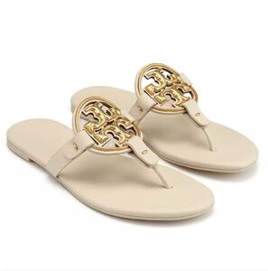 Tory Burch Miller Soft Metal Logo White Size 9.5